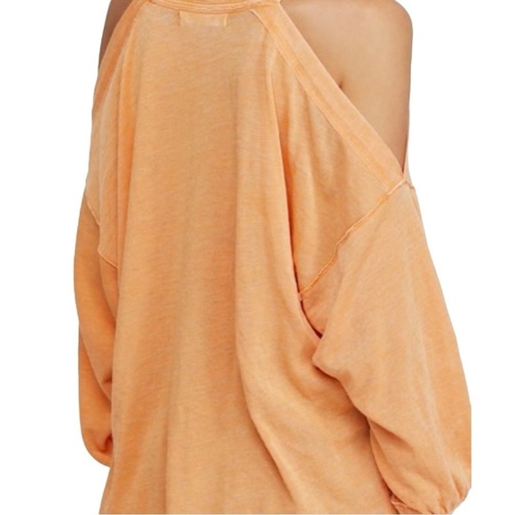 Free People Chill Out Cold Shoulder Tee Top in Tangerine Orange Slouchy Summer S - Picture 6 of 15